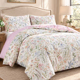 Vintage Botanical Floral Bird 100% Cotton 3-Piece Duvet Cover Bedding Set