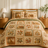 H.PAI Autumn Orchard Cat Quilted 3-Piece Bedding Set