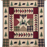 Black Bear Plaid Star Woodland Quilted Blanket