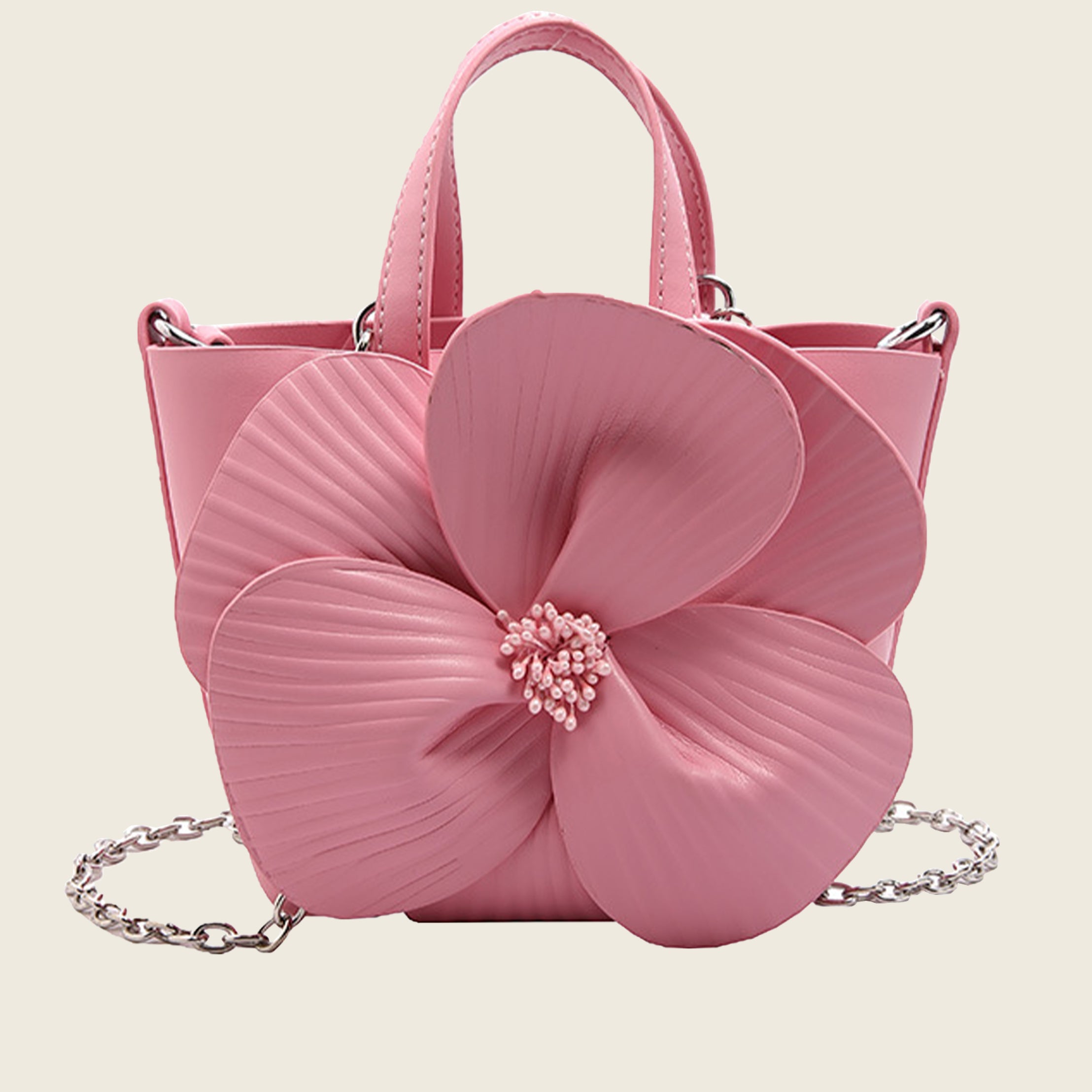 Camellia Flower Bucket Bag Elegant Floral Party Handbag