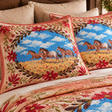 Western Horse Floral Quilted 3-Piece Bedding Set