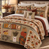 Fall Pumpkin Harvest Patchwork Quilted 3-Piece Bedding Set