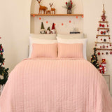 Solid 100% Cotton Bed Cover 3‑Piece Set Quilted