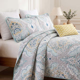 Bohemian Mandala Floral Print Quilted 3‑Piece Bedding Set