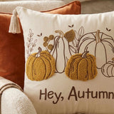 Hey, Autumn! Pumpkin Tassel Throw Pillow Cover