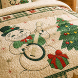 Snowman Christmas Melody Quilted 3-Piece Bedding Set