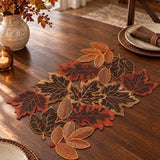 Autumn Maple Oak Leaf Cutout Fall Table Runner