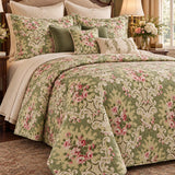 Vintage Rose Botanical Floral Quilted 3-Piece Bedding Set