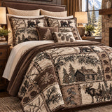 Rustic Bear & Moose Cabin Quilted 3-Piece Bedding Set