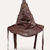 Vintage Brown Leather Style Handcrafted Witch Hat