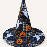 H.PAI Spooky Ghost Halloween Handcrafted Quilted Witch Hat