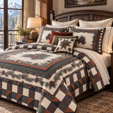 Pinecone Forest Patchwork Quilted 3-Piece Bedding Set