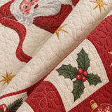 Jolly Santa Martini Christmas Quilted 3-Piece Bedding Set