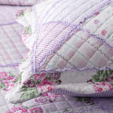 Lavender Rose Patchwork Quilted 3-Piece Bedding Set