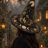 Moonlit Raven Enchanted Library Gothic Handcrafted Quilted Witch Hat