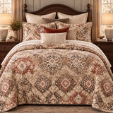 Vintage Botanical Floral Quilted 3-Piece Bedding Set